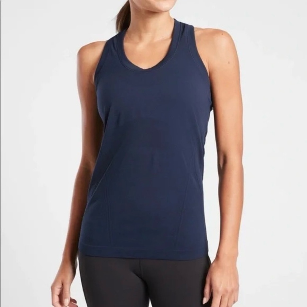 NWT Athleta Navy Momentum Seamless Racerback Tank size Small